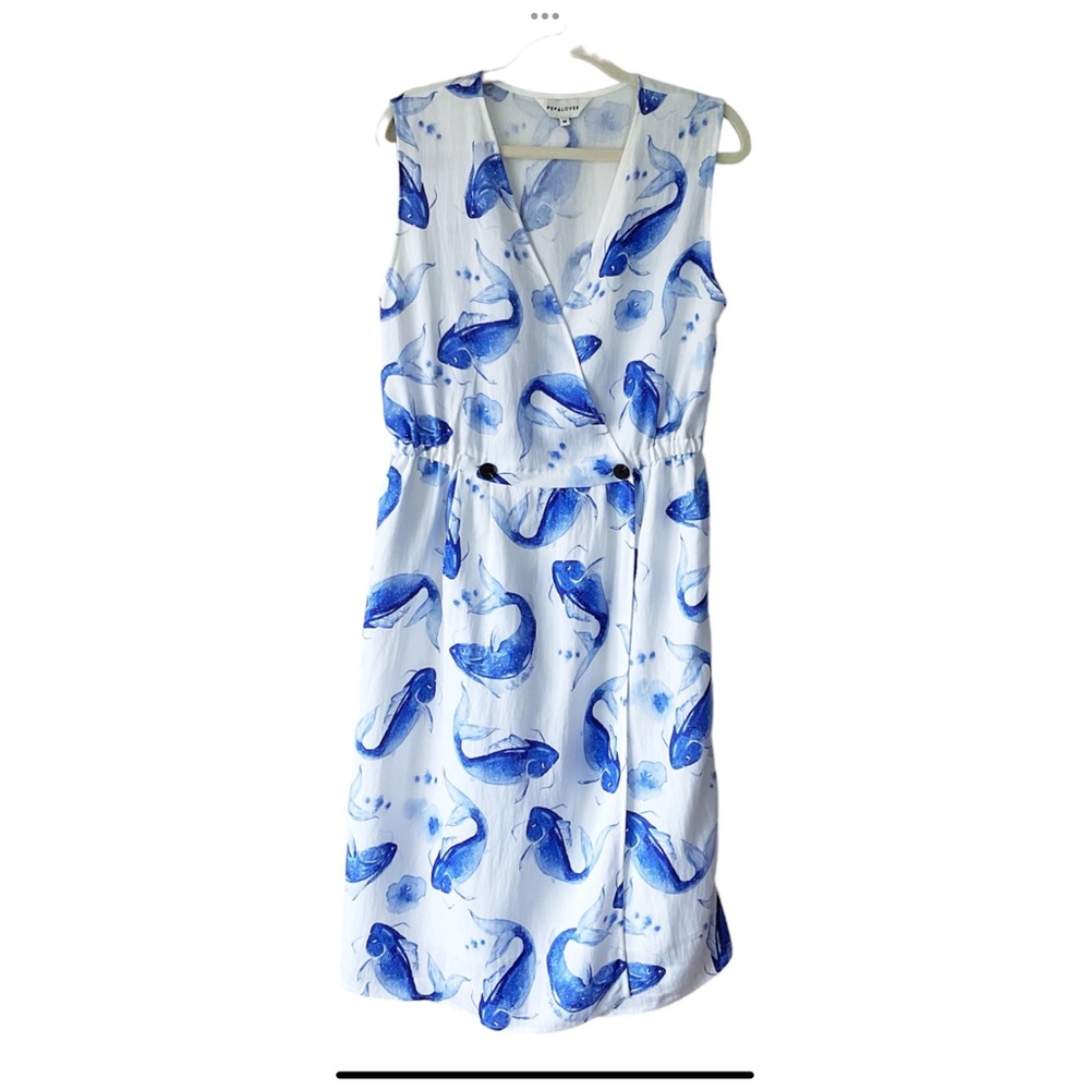 Vineyard Vines Blue Whale Print Sleeveless Midi Dress